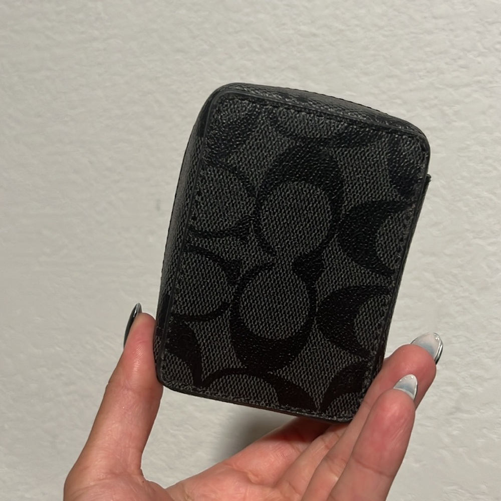 Coach Black Signature Monogram Small Zip Case - Picture 2 of 6